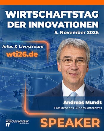 Wettbewerb als Motor für Innovation: Andreas Mundt, Präsident des Bundeskartellamts, hält beim Wirtschaftstag der...